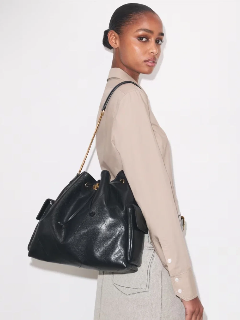 Tory Burch Charlie Drawstring Shoulder Bag - Large